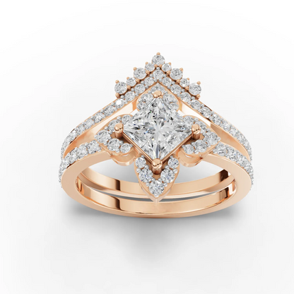 0.75 Carat Center Princess Cut Moissanite Diamond Engagement Ring