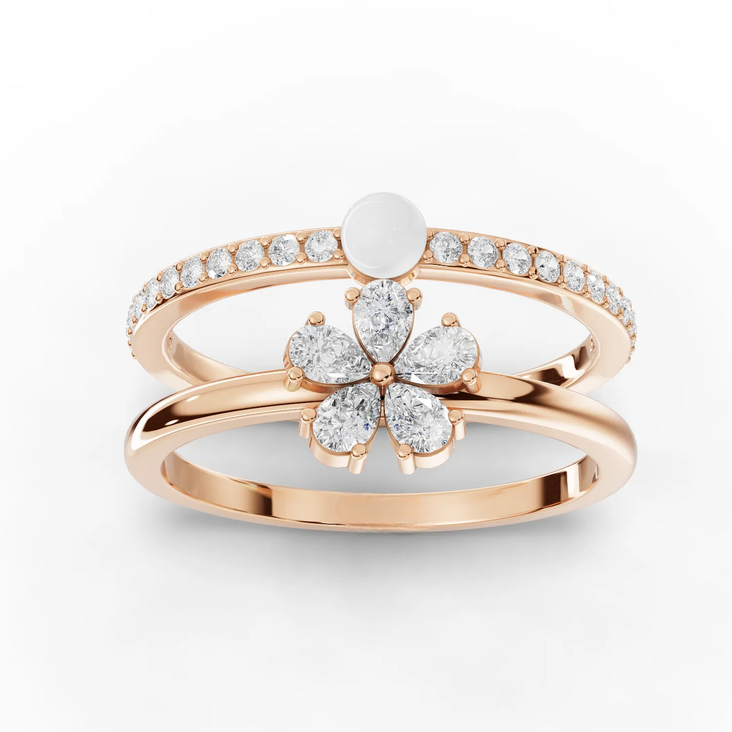0.80 Carat Pear Cut Moissanite Diamond Pearl Engagement Ring
