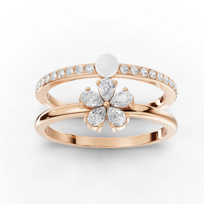 0.80 Carat Pear Cut Moissanite Diamond Pearl Engagement Ring