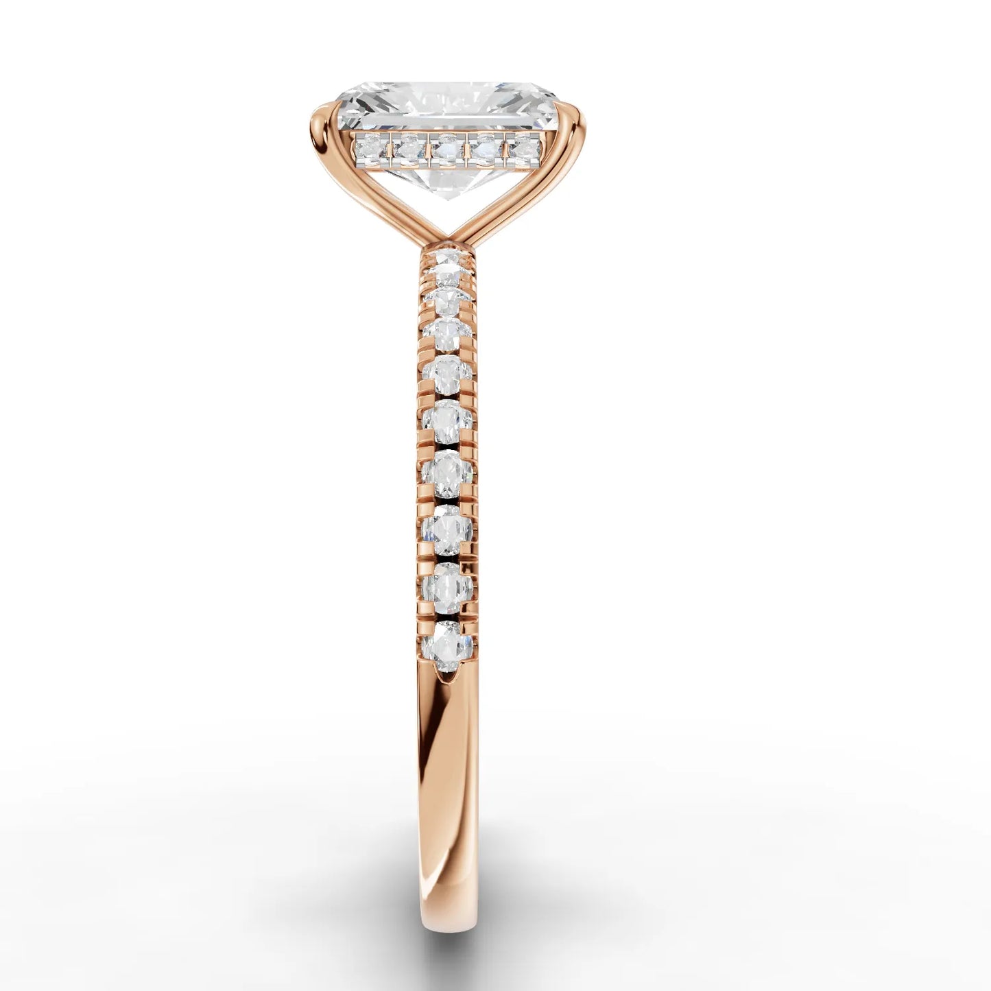 1 Carat Center Radiant Cut Moissanite Diamond Engagement Ring