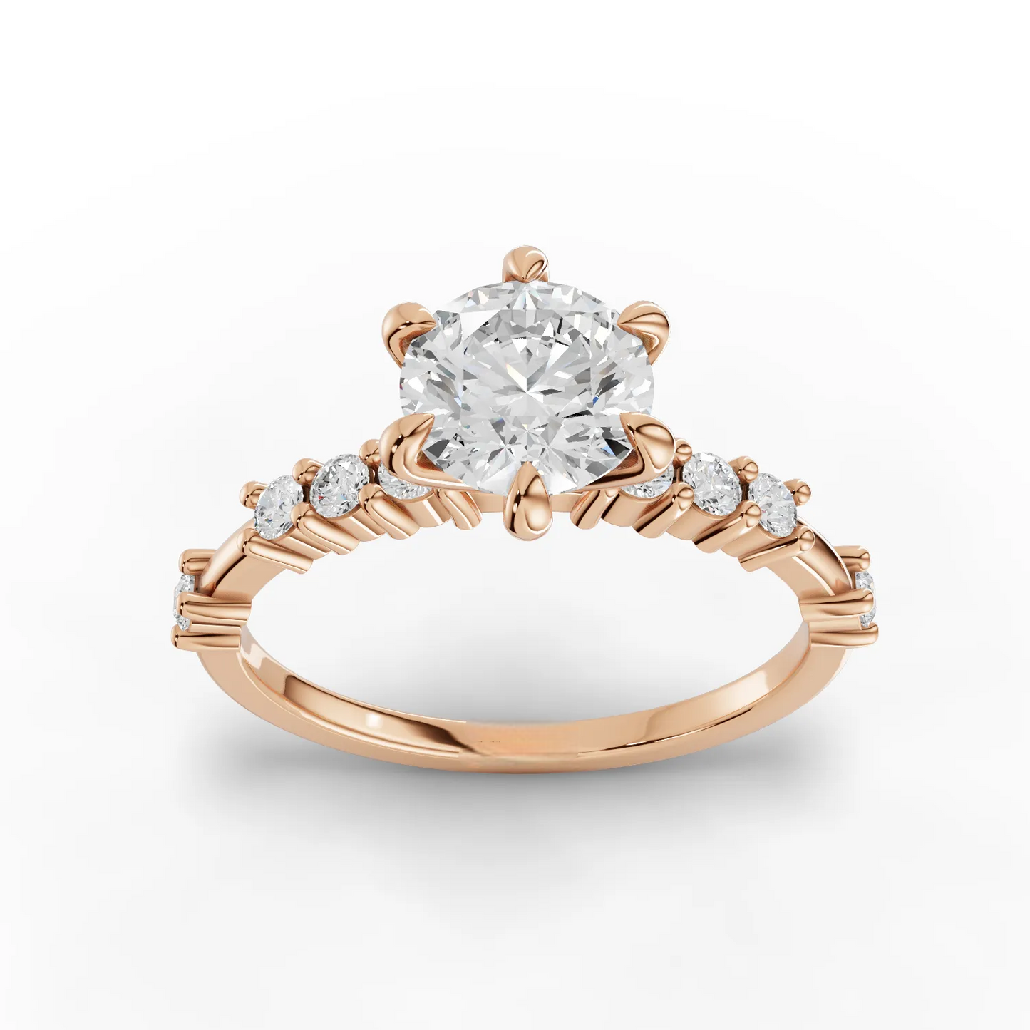 1 Carat Center Round Cut Moissanite Diamond  Engagement Ring