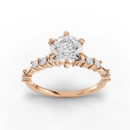 1 Carat Center Round Cut Moissanite Diamond  Engagement Ring