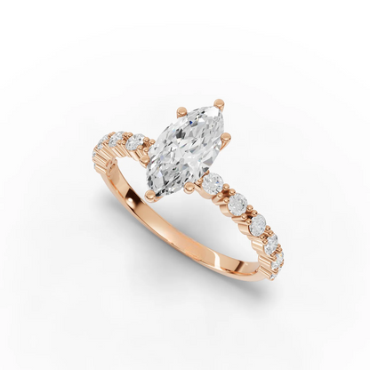 1 Carat Center Marquise Cut Moissanite Diamond Engagement Ring