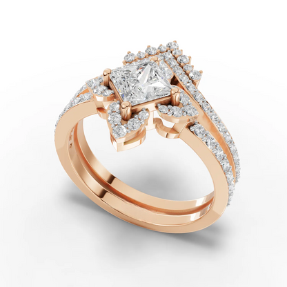 0.75 Carat Center Princess Cut Moissanite Diamond Engagement Ring