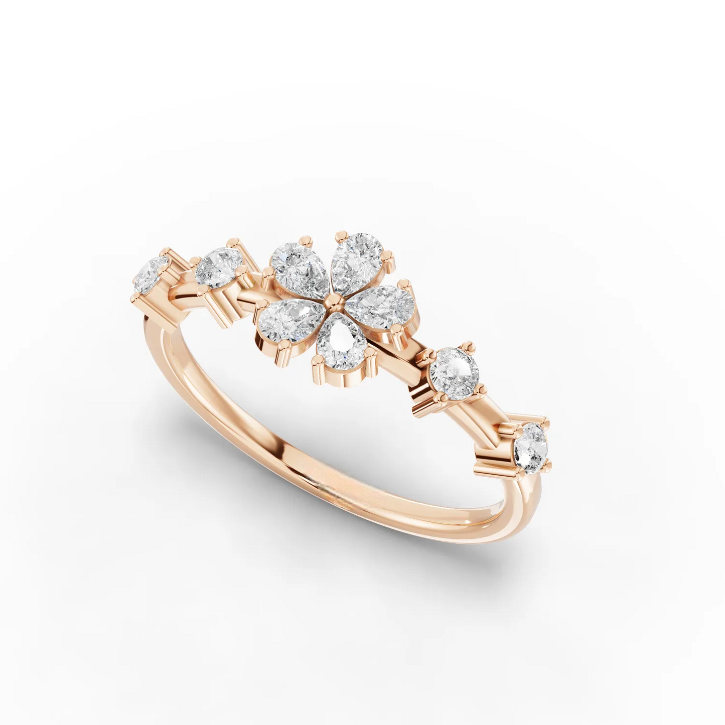 Pear Moissanite Diamond Premium Floral Ring