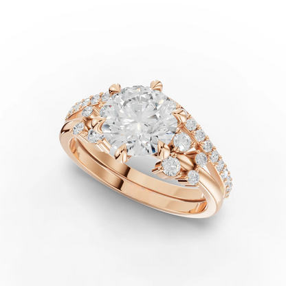 1.5 Carat Center Round Cut Moissanite Diamond Ring with Curved Band