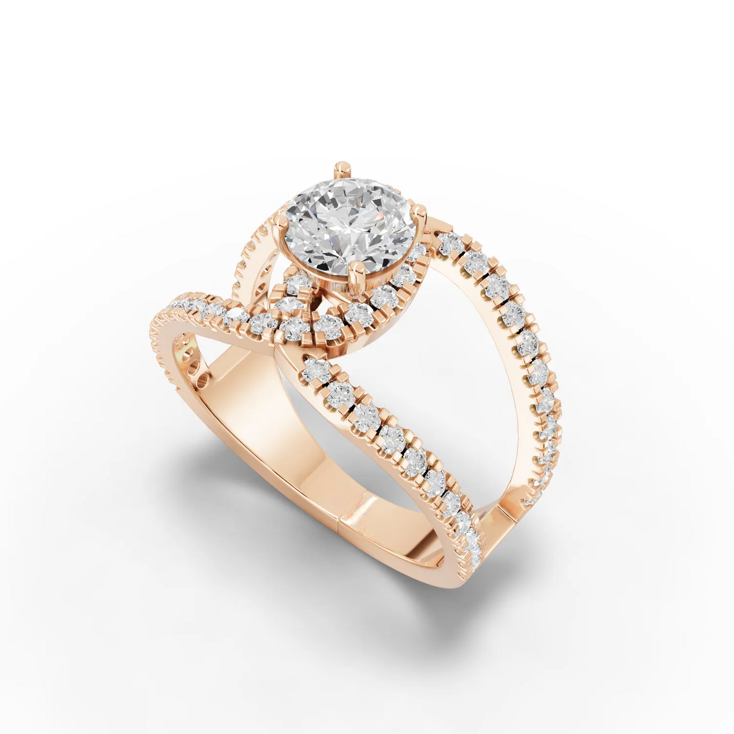 1 Carat Center Round Cut Moissanite Diamond Engagement Ring