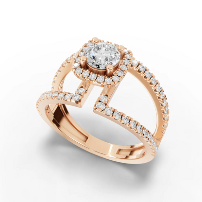 0.50 Carat Center Round Cut Moissanite Diamond Engagement Ring
