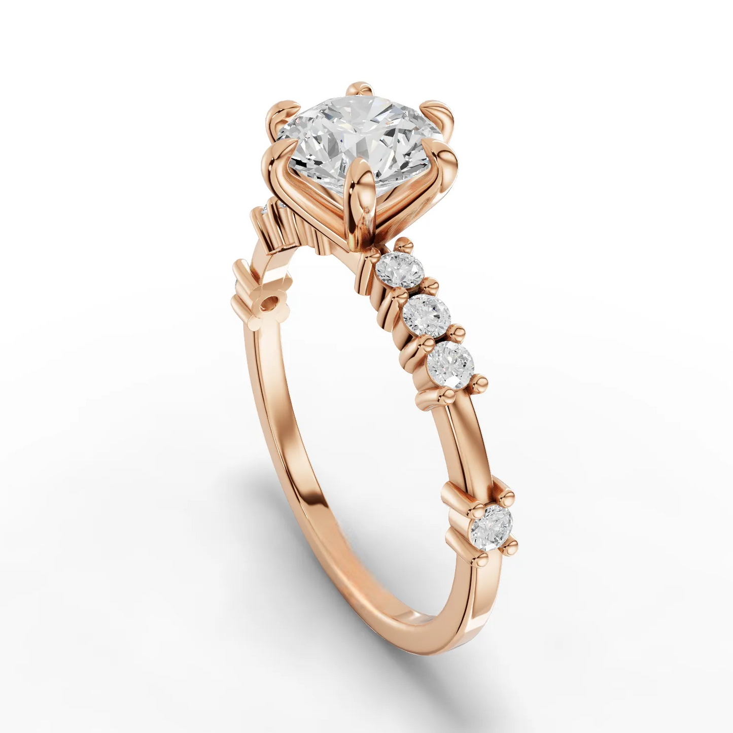 1 Carat Center Round Cut Moissanite Diamond  Engagement Ring