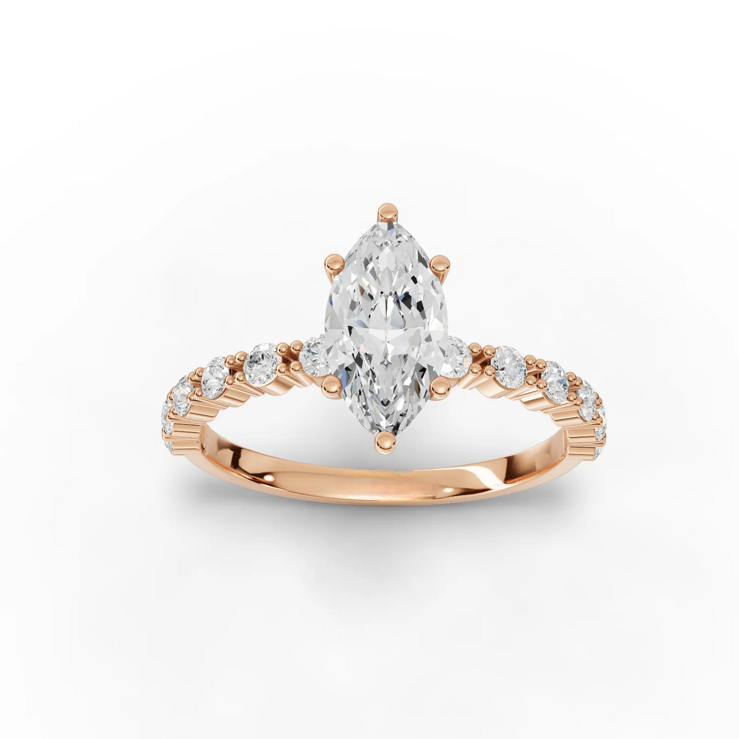 1 Carat Center Marquise Cut Moissanite Diamond Engagement Ring