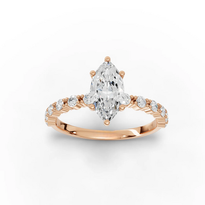 1 Carat Center Marquise Cut Moissanite Diamond Engagement Ring