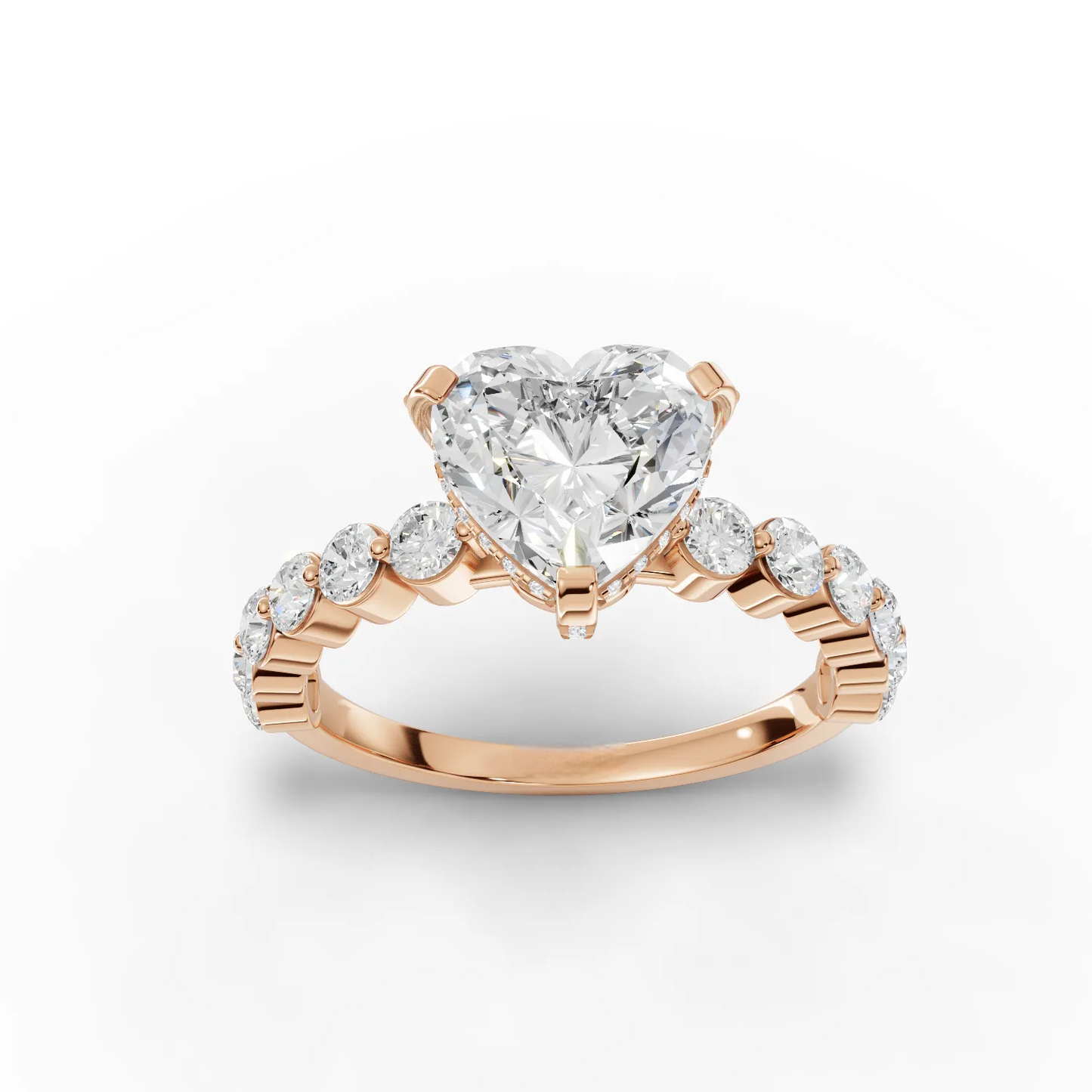 2 Carat Center Heart Cut Moissanite Diamond Engagement Ring