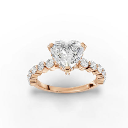 2 Carat Center Heart Cut Moissanite Diamond Engagement Ring