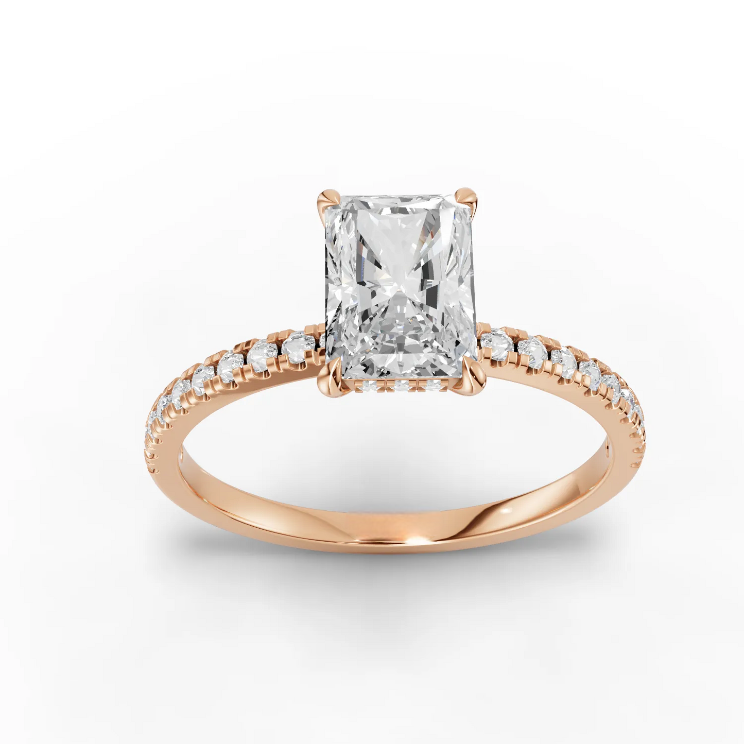1 Carat Center Radiant Cut Moissanite Diamond Engagement Ring