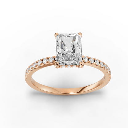 1 Carat Center Radiant Cut Moissanite Diamond Engagement Ring