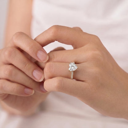 2.5 Carat Heart Cut Moissanite Diamond Engagement Ring with Pavé Band