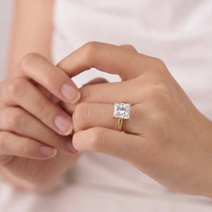 2 Carat Princess Cut Moissanite Diamond Solitaire Engagement Ring