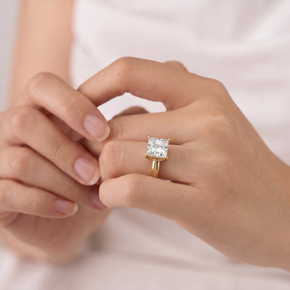 1.5 Carat Timeless Princess Cut Moissanite Diamond Ring with Minimalist Band