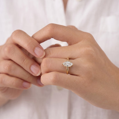 1.5 Carat Marquise Cut Solitaire Moissanite Diamond Engagement Ring