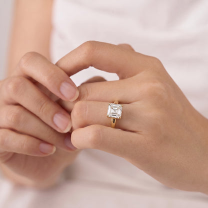 1.5 Carat Asscher Cut Moissanite Diamond Engagement Ring with Classic Four-Prong