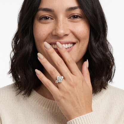 2.5 Carat Pear-Shaped Moissanite Diamond Three-Stone Engagement Ring
