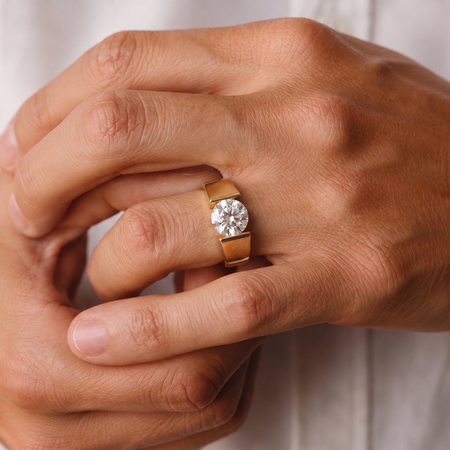 1.5 Carat Bold Round-Cut Moissanite Diamond Statement Ring