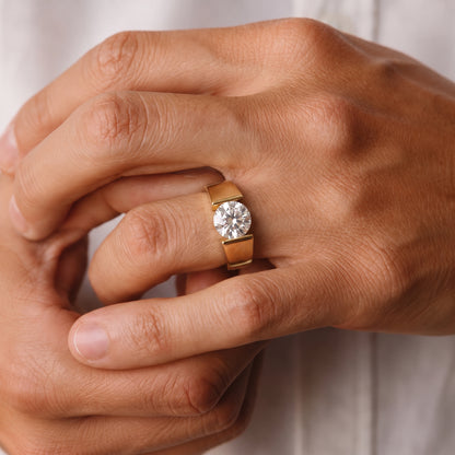 1.5 Carat Bold Round-Cut Moissanite Diamond Statement Ring