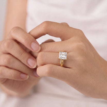 2 Carat Princess Cut Moissanite Diamond Engagement Ring