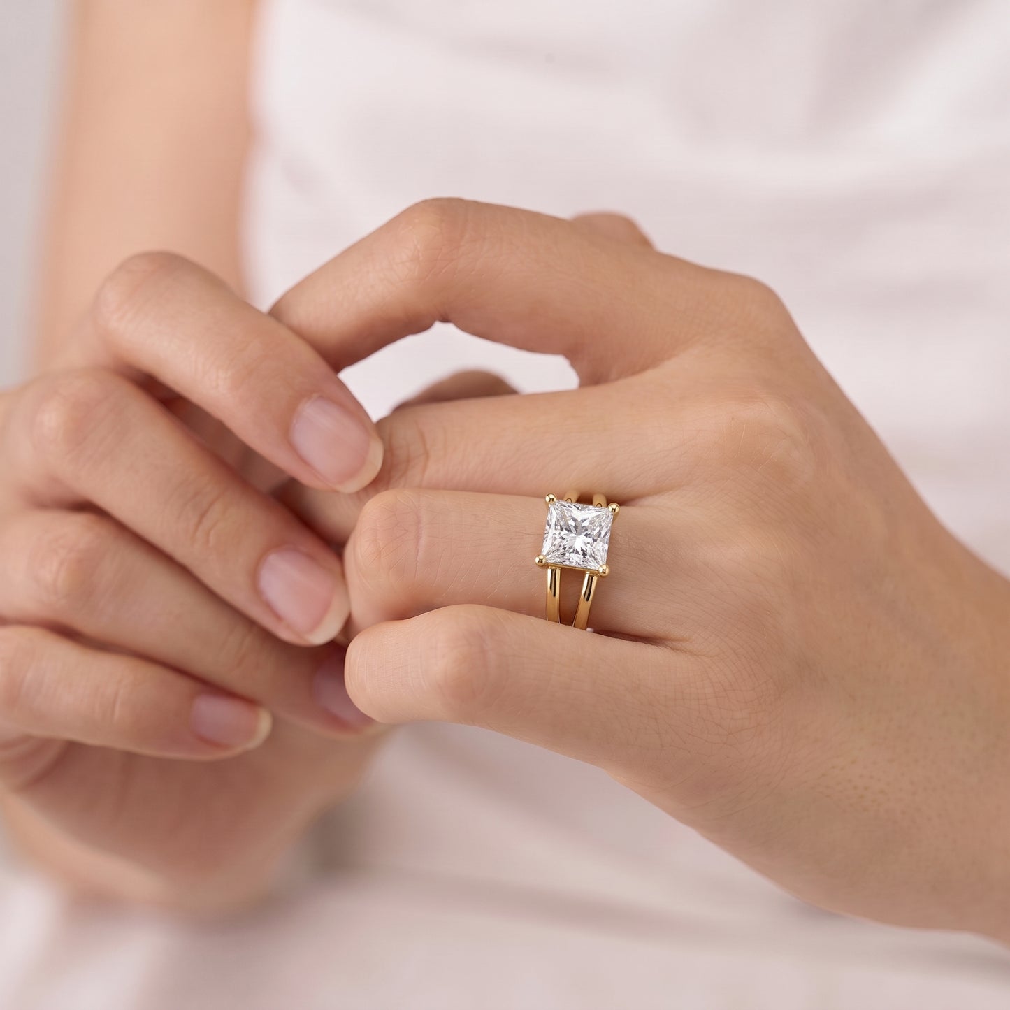 2 Carat Princess Cut Moissanite Diamond Solitaire Engagement Ring