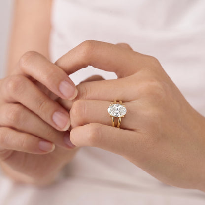 2 Carat Oval Cut Moissanite Diamond Solitaire Engagement Ring