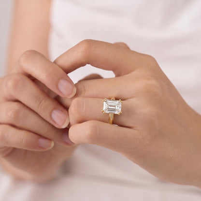 1.5 Carat Emerald-Cut Moissanite Diamond Solitaire Engagement Ring