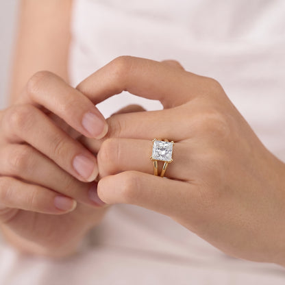 2 Carat Princess Cut Moissanite Diamond Engagement Ring