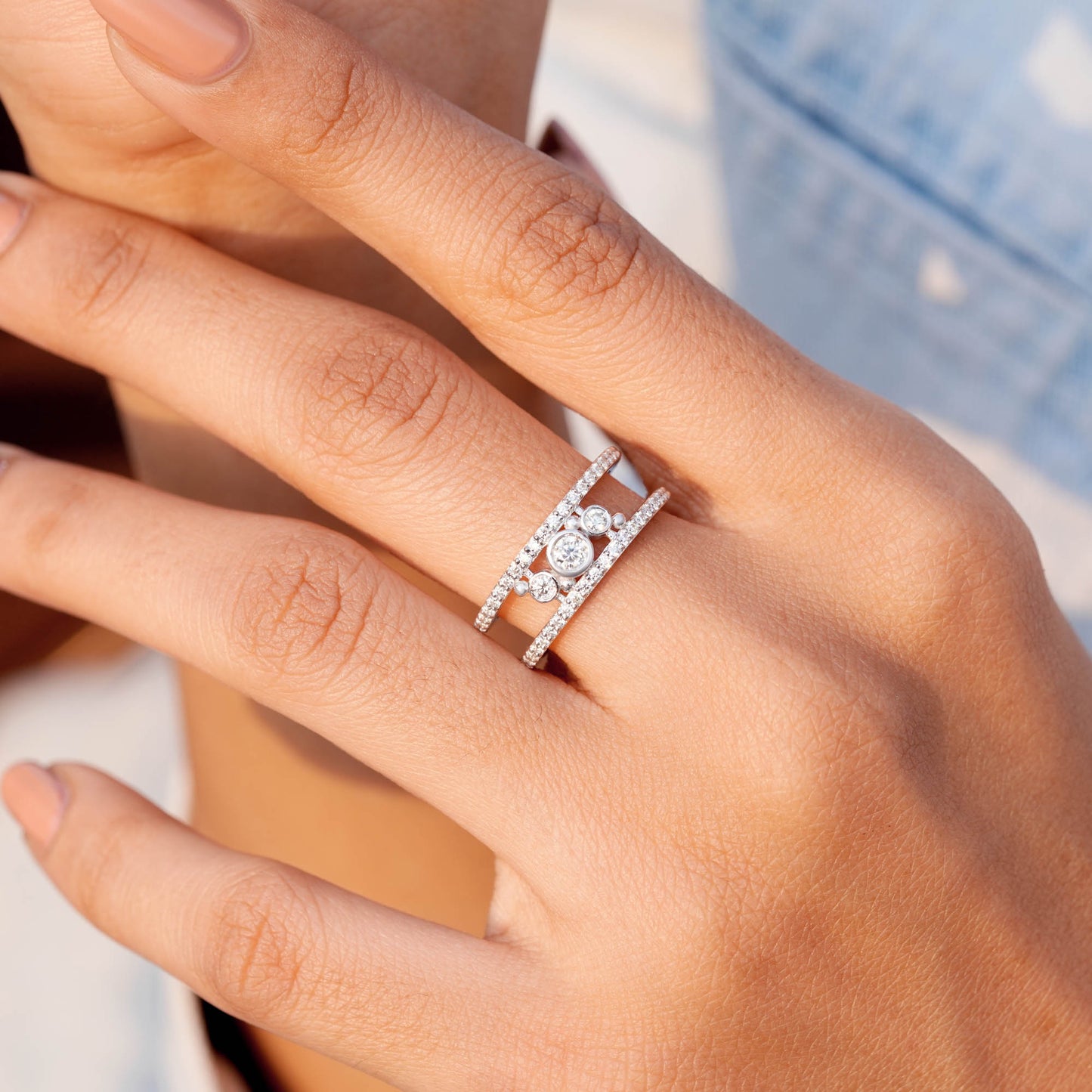 0.50 Carat Round Cut Moissanite Diamond Engagement Ring