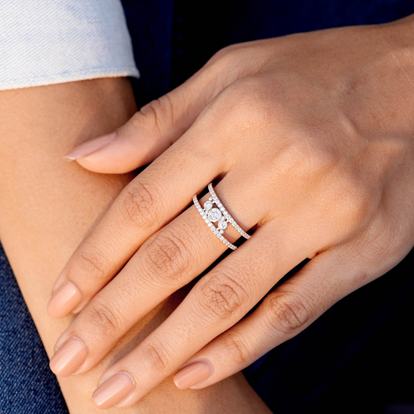 0.50 Carat Round Cut Moissanite Diamond Engagement Ring