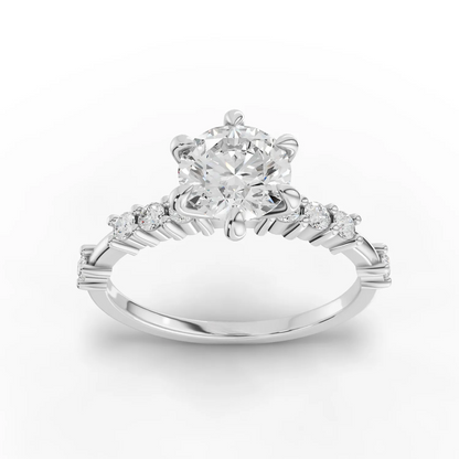 1 Carat Center Round Cut Moissanite Diamond  Engagement Ring