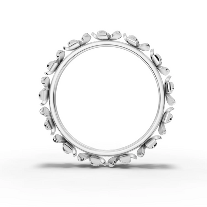 Flower Petal ,925 Silver Promise Moissanite Diamond Ring