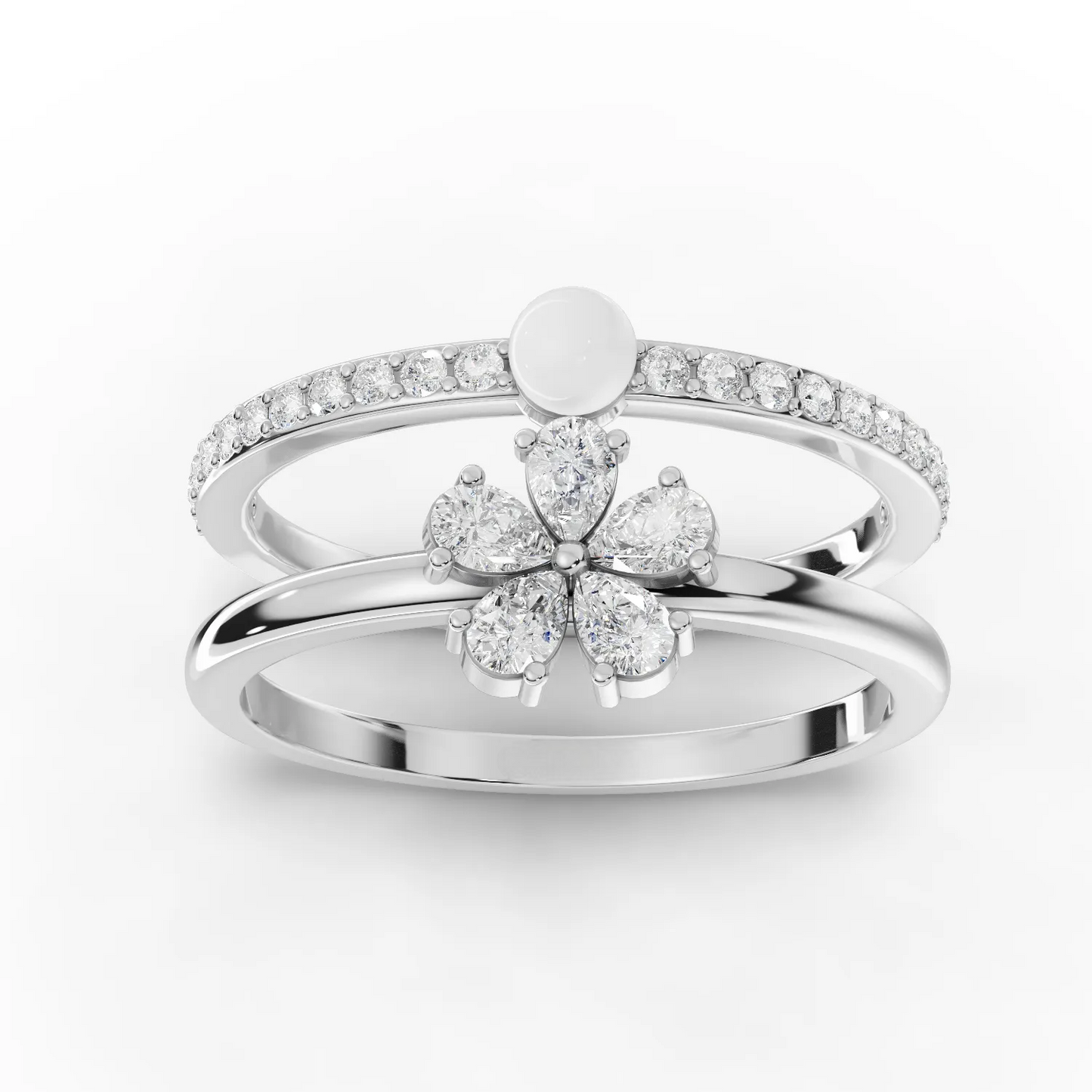 0.80 Carat Pear Cut Moissanite Diamond Pearl Engagement Ring