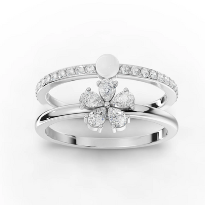 0.80 Carat Pear Cut Moissanite Diamond Pearl Engagement Ring