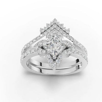 0.75 Carat Center Princess Cut Moissanite Diamond Engagement Ring
