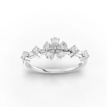 Pear Moissanite Diamond Premium Floral Ring