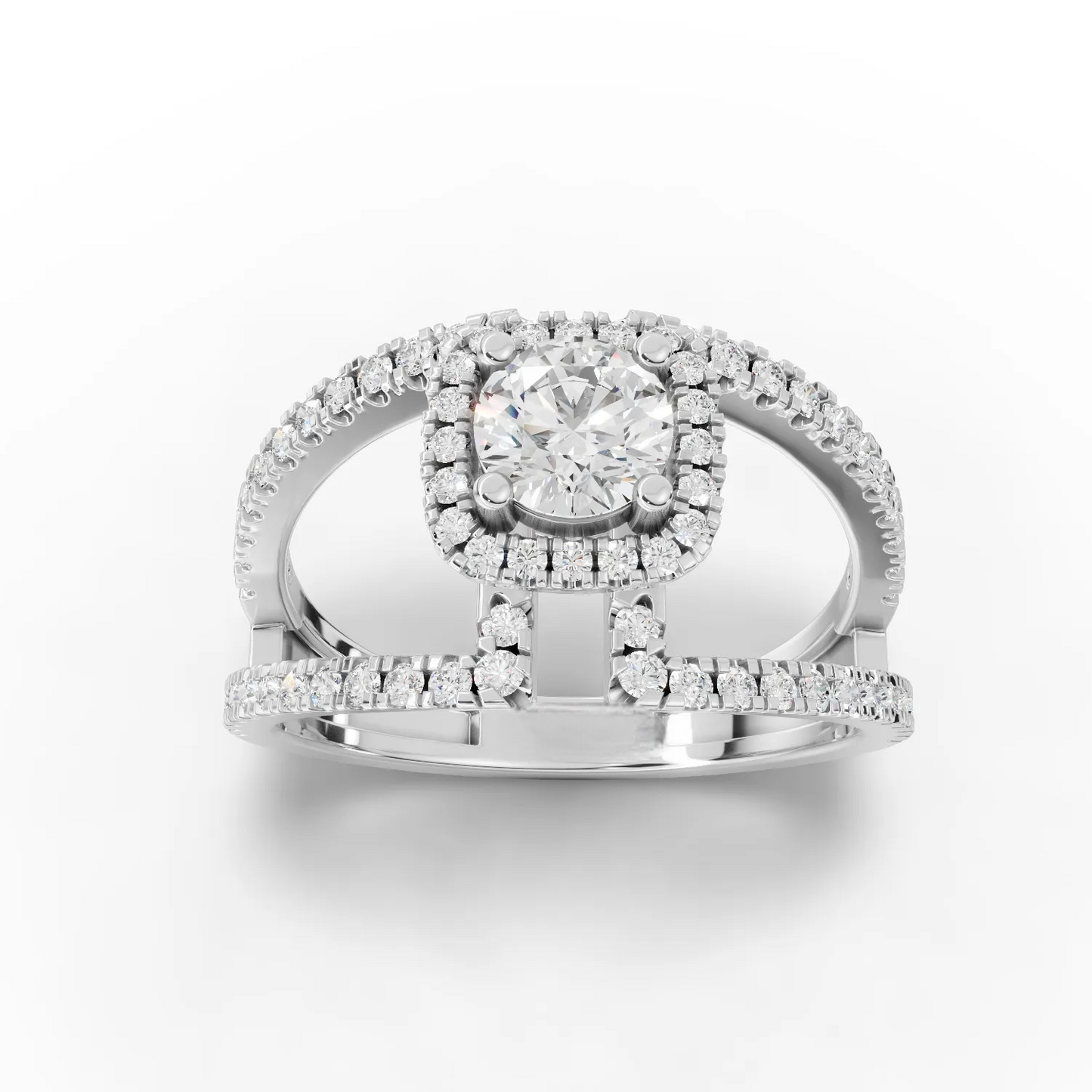 0.50 Carat Center Round Cut Moissanite Diamond Engagement Ring