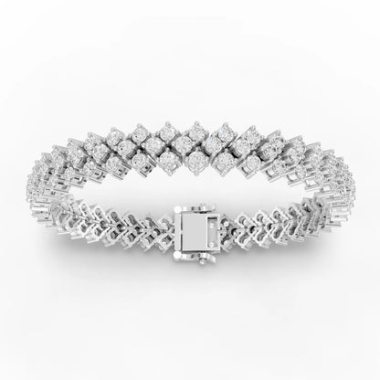 Round Cluster Moissanite Diamond Tennis Bracelet
