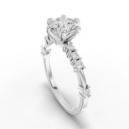 1 Carat Center Round Cut Moissanite Diamond  Engagement Ring