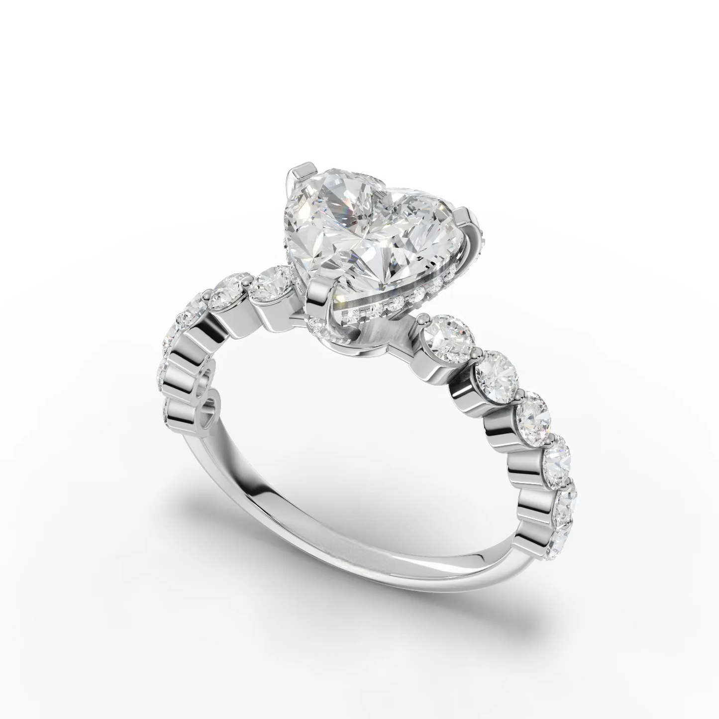 2 Carat Center Heart Cut Moissanite Diamond Engagement Ring