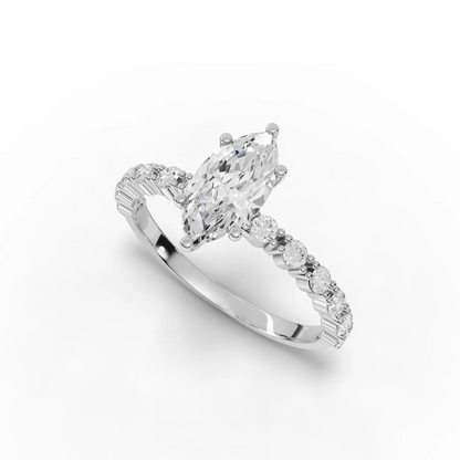 1 Carat Center Marquise Cut Moissanite Diamond Engagement Ring