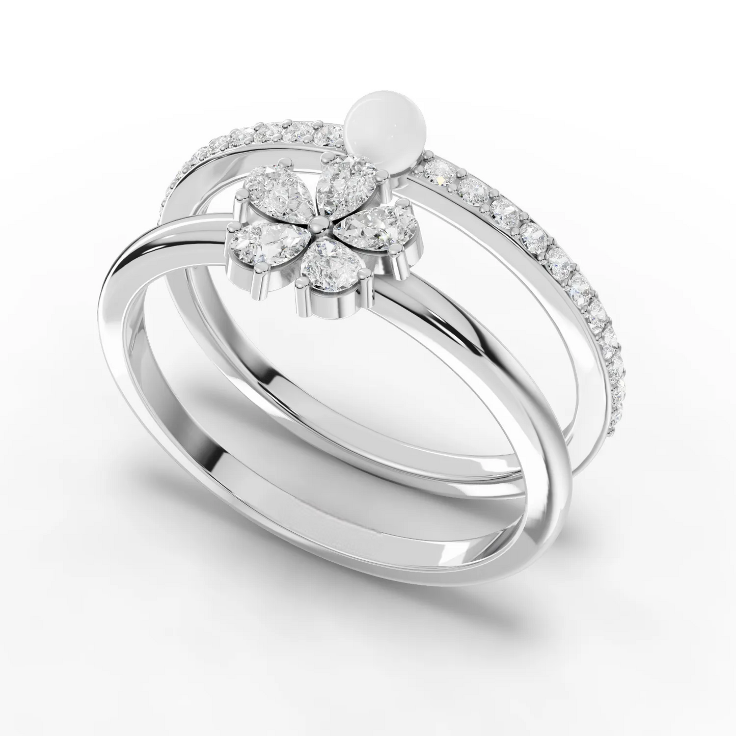 0.80 Carat Pear Cut Moissanite Diamond Pearl Engagement Ring
