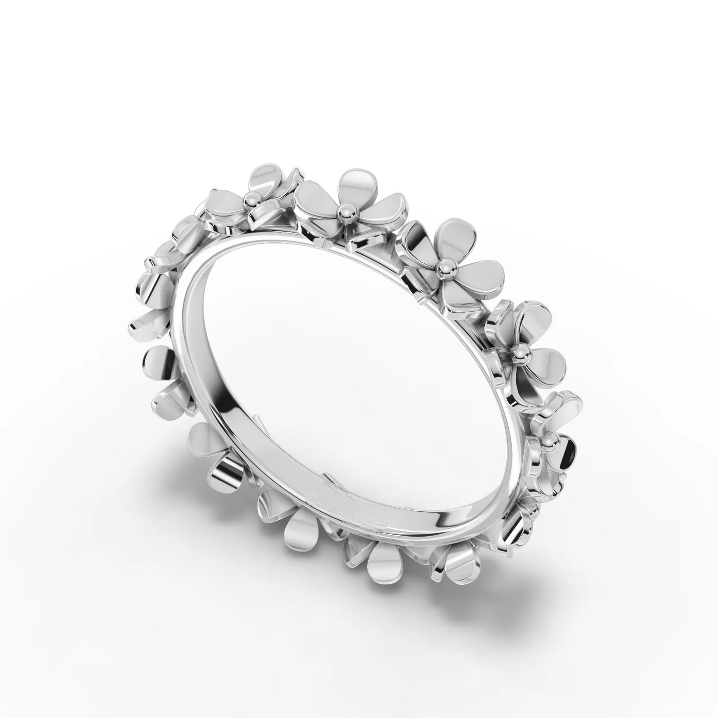 Flower Petal ,925 Silver Promise Moissanite Diamond Ring