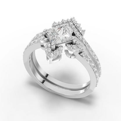 0.75 Carat Center Princess Cut Moissanite Diamond Engagement Ring