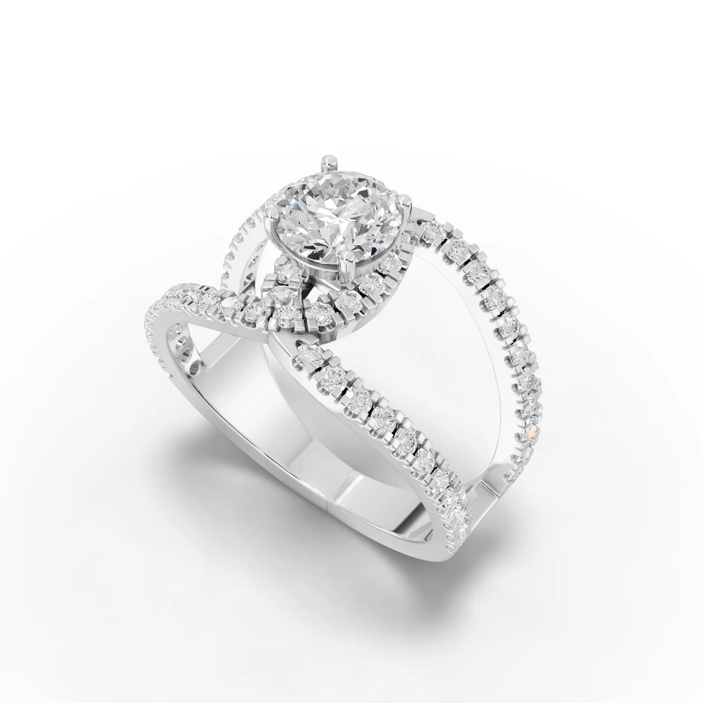1 Carat Center Round Cut Moissanite Diamond Engagement Ring