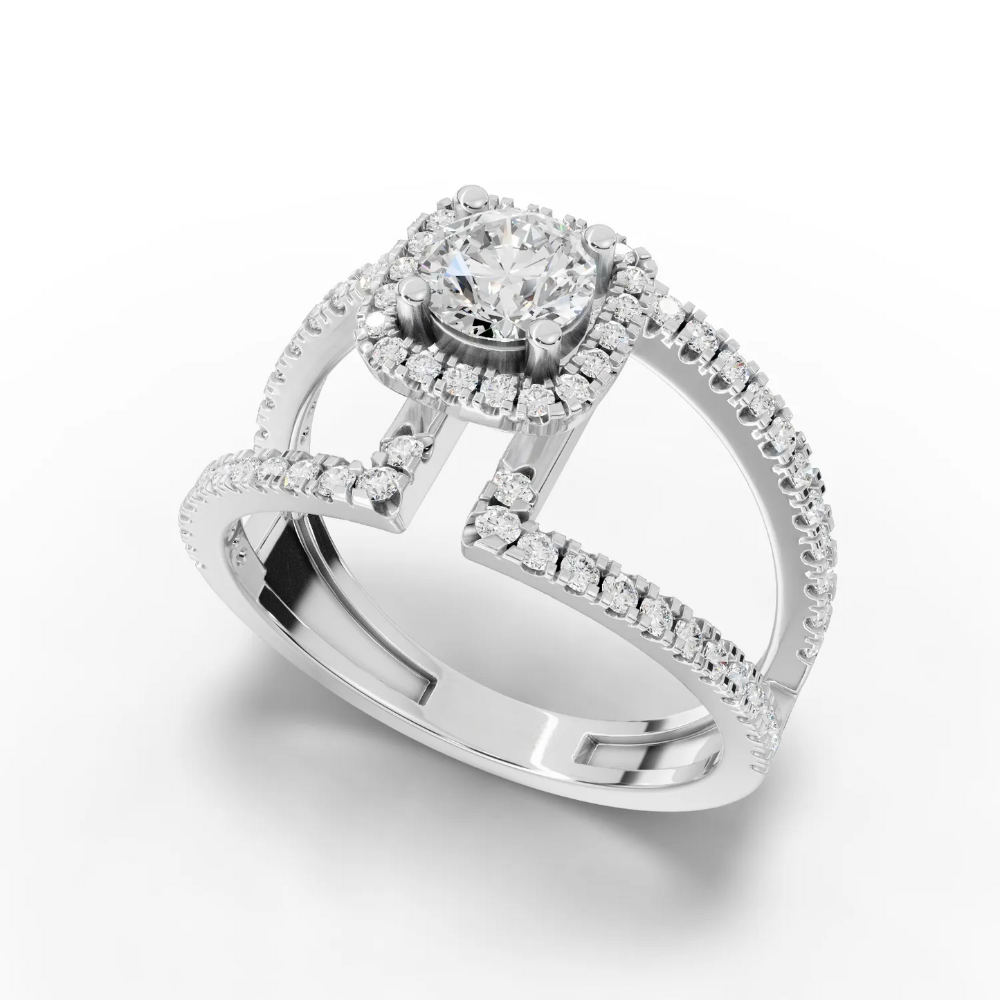 0.50 Carat Center Round Cut Moissanite Diamond Engagement Ring